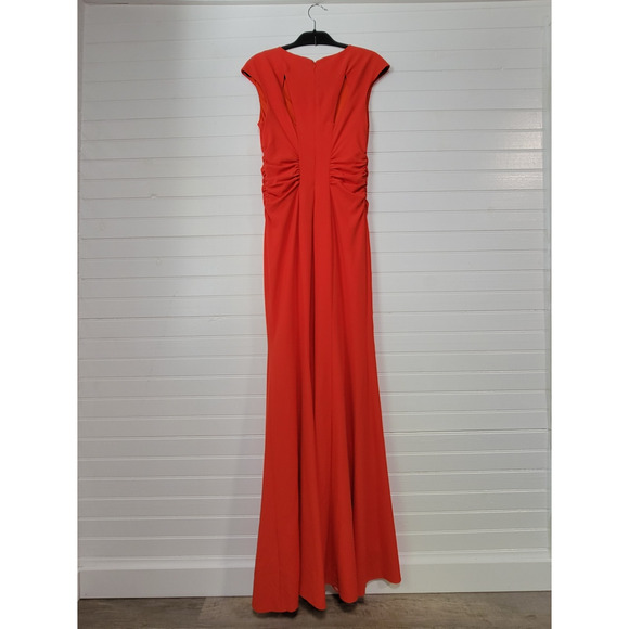 NWT Halston Heritage Evening Collection Long Maxi Dress Cinched V Neck Ball Gown - Picture 2 of 6